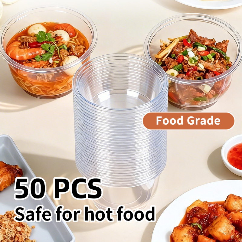 Food Storage Meals - Bols en plastique jetables transparents, robustes,