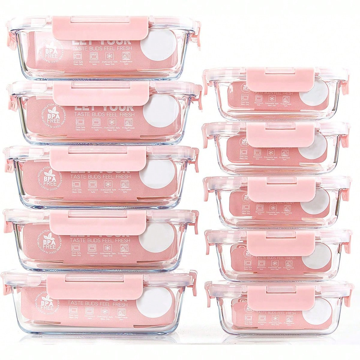 Food Storage Oven Safe - Lot de 10 récipients en verre