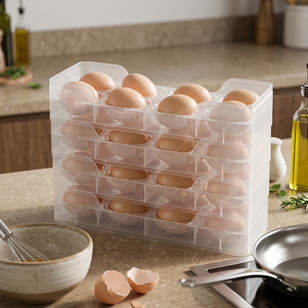 Food Storage With Dividers - Organisateur de réfrigérateur empilable pour œufs,